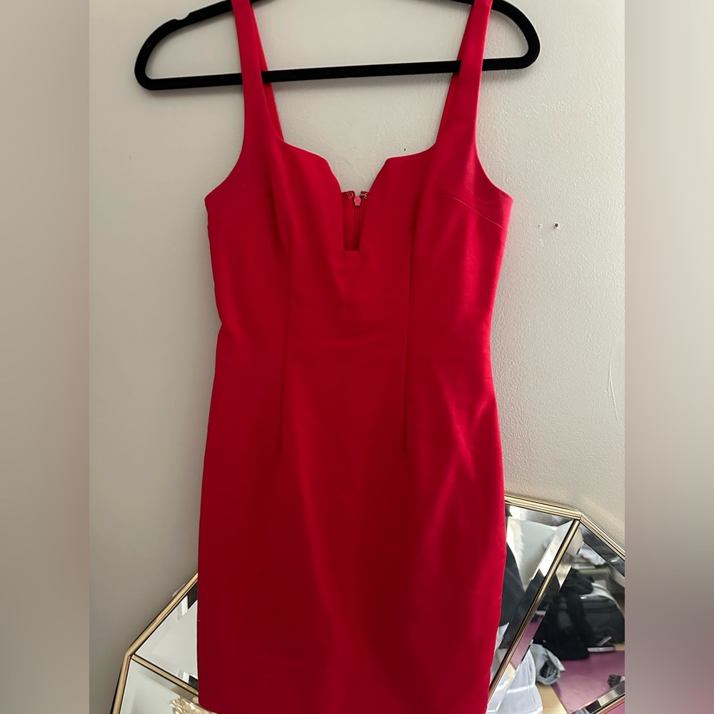 By the way. Red mini dress
